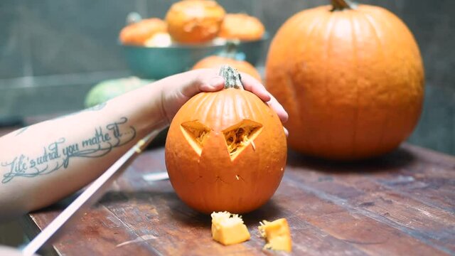 Carvando Calabaza Halloween Oto&ntilde;al D&iacute;a de muertos samhain Octubre Decoraciones