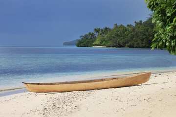 Canoe beached in the Pacific Islands