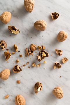 Walnuts Cracked Open From Above