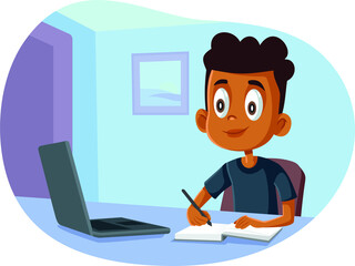 African School Boy Studying from Home