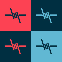 Pop art Barbed wire icon isolated on color background. Vector.