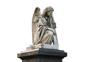 Fototapeta premium Statue of a young angel isolated on white