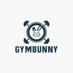 Vector gym bunny head logo design template
