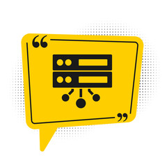 Black Server, Data, Web Hosting icon isolated on white background. Yellow speech bubble symbol. Vector.