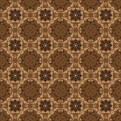 The beautiful flower motif on Bantul batik with of simple dark brown color design.
