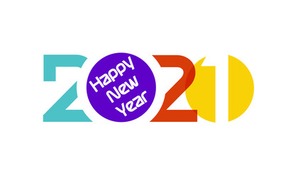 Happy New Year 2021 logo text,design card, banner,Vector illustration.