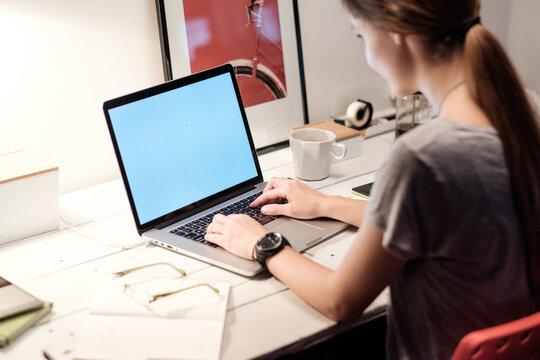 Anonymous Woman Working On Laptop