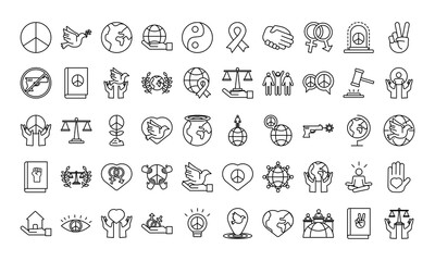bundle of fifty human rights line style set icons
