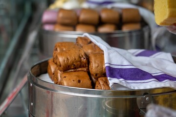 Mantou , Chinese steamed bun , close up 