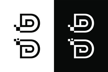Letter D digital symbol for design concept. Very suitable in various business purposes, also for icon, logo symbol, technology and many more.