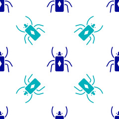 Blue Beetle bug icon isolated seamless pattern on white background. Vector.