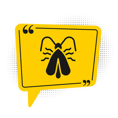 Black Clothes moth icon isolated on white background. Yellow speech bubble symbol. Vector.