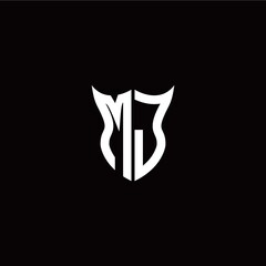 Initial M J letter with unique shield style logo template vector