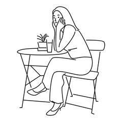 Young woman sitting on wooden chair relaxing drinking coffee