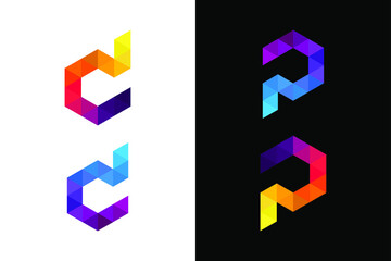 Letter d and p colorful for digital design concept. Very suitable in various business purposes, also for icon, logo symbol and many more.