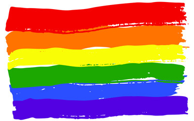 Gay pride style colored background. Imitation of a thick marker. Vector symbol of free love, tolerance and equality. Rainbow flag colors. Abstract background for gay posters and labels. Simple design.
