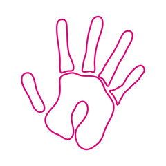 breast cancer awareness month, pink paint hand print, healthcare concept line icon