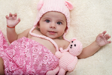 Soft photo of sweet cute baby in hat
