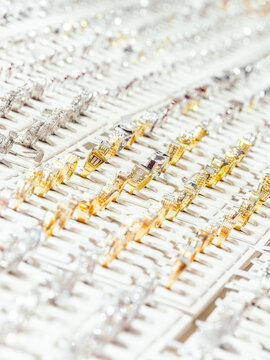 golden rings on display