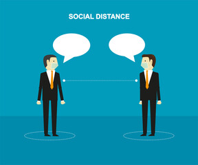 Business people keep distance to prevent from virus