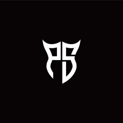 Initial P S letter with unique shield style logo template vector