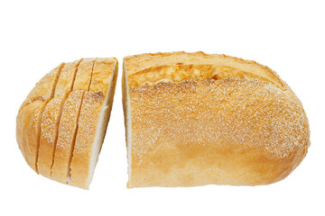 Slised bread isolated on white background. Top view