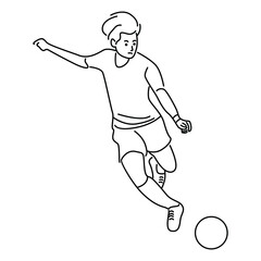 Fototapeta na wymiar Soccer player. Line art illustration
