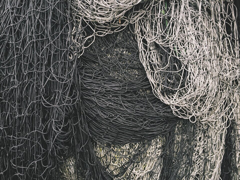 Close up of commercial fishing nets