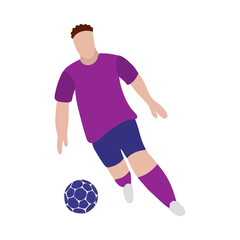 Male Person is playing soccer. Football clip art. Stock vector illustration.