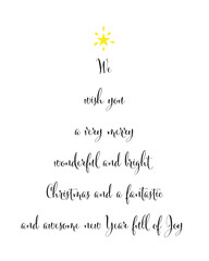 Merry Christmas and a happy new Year - Geschenkkarte, Weihnachten. Typografie.