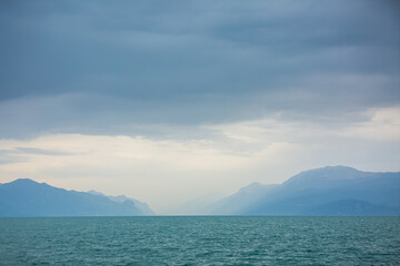 Fototapeta na wymiar Bad weather over lake Garda, Desenzano, Brescia, Lombardy, Italy.