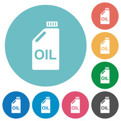 Oil canister flat round icons