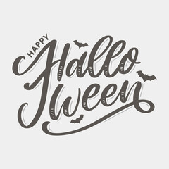 Halloween lettering greeting card calligraphy text brush black vector