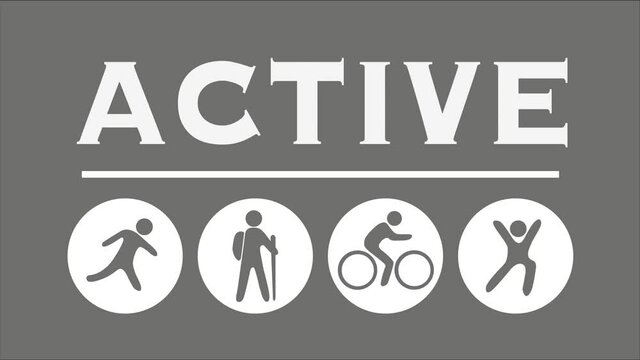 Activity icons set with ACTIVE word banner on top