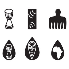 African ethic symbols isolated on white background.