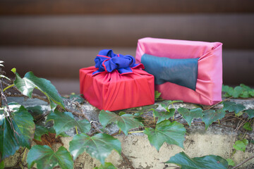 Korean traditional wrapping decorated with silk and an ornament.