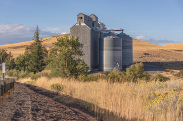 Grain silos and landscape in Dufur Oregon. © RG