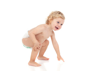 Beautiful blond baby with curly hair