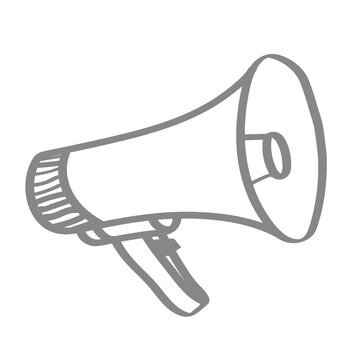 Handgezeichnetes Megaphon in grau