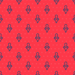 Blue line Head hunting icon isolated seamless pattern on red background. Business target or Employment sign. Human resource and recruitment for business. Vector.