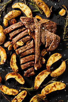 Sliced Steak and Fingerling Potatoes From Above
