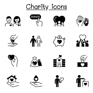 Charity & Donation icons set vector illustration graphic design