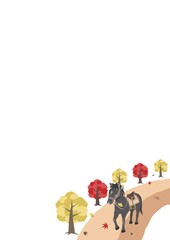 秋の乗馬のイメージ2　A4縦　コピースペース