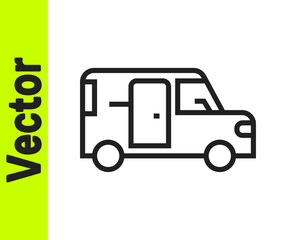 Black line Minibus icon isolated on white background. Vector.