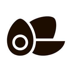Healthy Food Chicken Eggs Vector Icon. Ecology Animal Farmer Product Eggs Pictogram. Organic Healthcare Vitamin Nutrition Pork Beef Monochrome Illustration