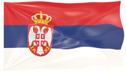 3d Illustration of a Waving Flag of Serbia