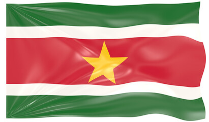 3d Illustration of a Waving Flag of Suriname