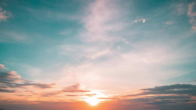 4k Aerial time lapse of Cloud with sunset sky background in Thailand,Cloudscape time lapse background Dark red purple sunset sky Nature background