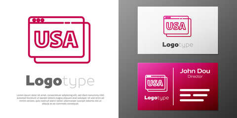 Logotype line USA United states of america on browser icon isolated on white background. Logo design template element. Vector.