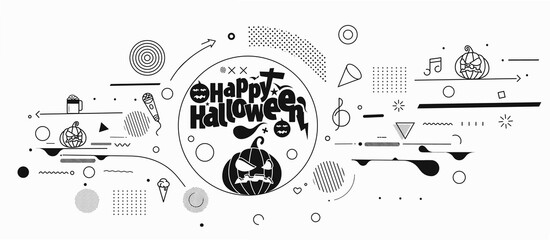 Happy Halloween banner or party invitation background, Vector illustration